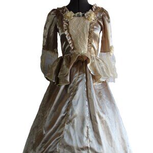 Disney Store Long Princess Dress Women's Size Small Tan Satin Lace